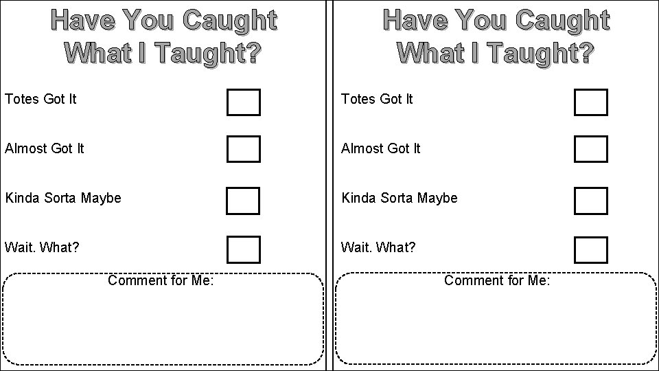 Have You Caught What I Taught? Totes Got It Almost Got It Kinda Sorta