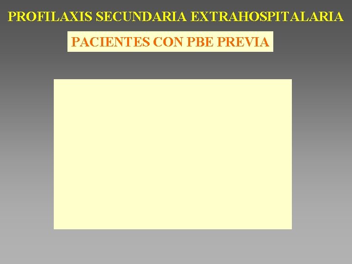PROFILAXIS SECUNDARIA EXTRAHOSPITALARIA PACIENTES CON PBE PREVIA 