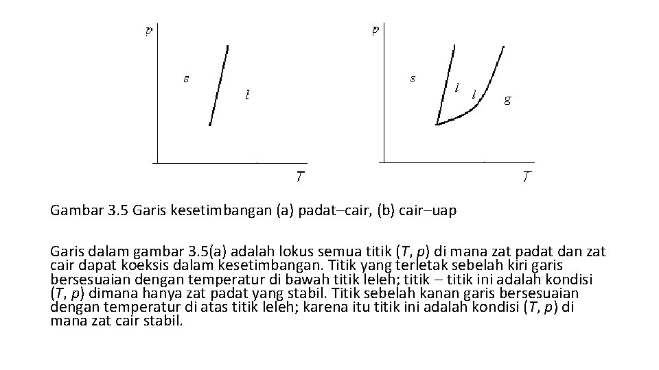 Gambar 3. 5 Garis kesetimbangan (a) padat–cair, (b) cair–uap Garis dalam gambar 3. 5(a)