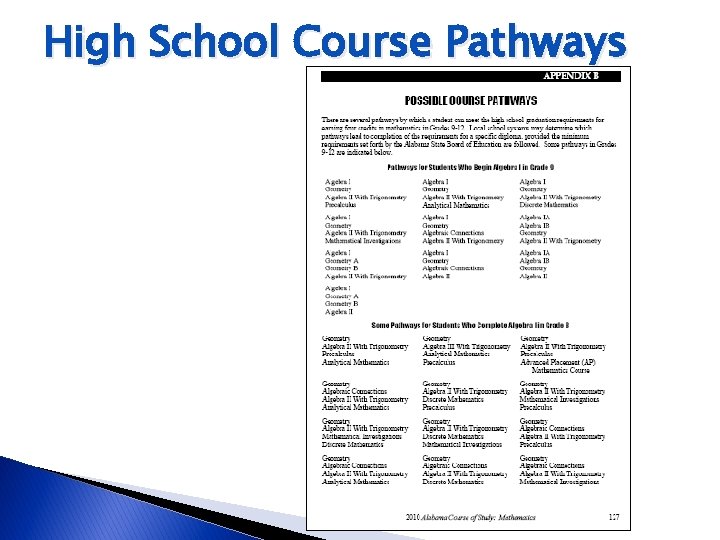 High School Course Pathways 