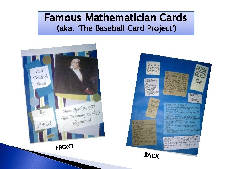 Famous Mathematician Cards (aka: ‘The Baseball Card Project’) FRONT BACK 