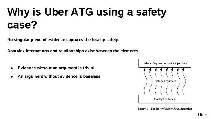 Why is Uber ATG using a safety case? No singular piece of evidence captures