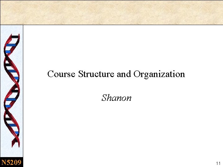 Course Structure and Organization Shanon N 5209 11 