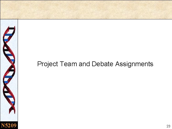 Project Team and Debate Assignments N 5209 23 