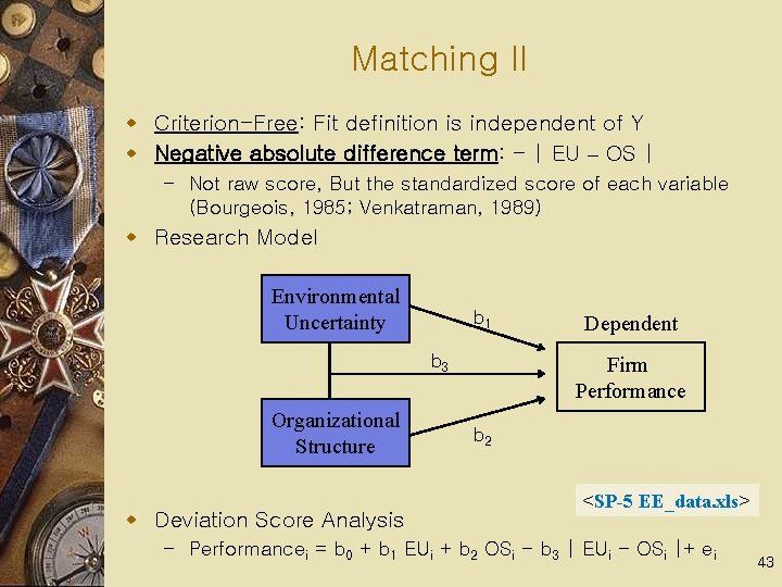 Matching II w Criterion-Free: Fit definition is independent of Y w Negative absolute difference