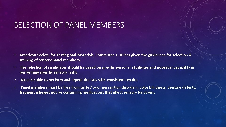 SELECTION OF PANEL MEMBERS • American Society for Testing and Materials, Committee E-18 has SELECTION OF PANEL MEMBERS • American Society for Testing and Materials, Committee E-18 has