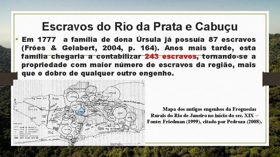 Escravos do Rio da Prata e Cabuçu • Em 1777 a família de dona