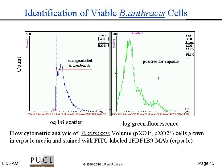 Count Identification of Viable B. anthracis Cells encapsulated B. anthracis log FS scatter positive