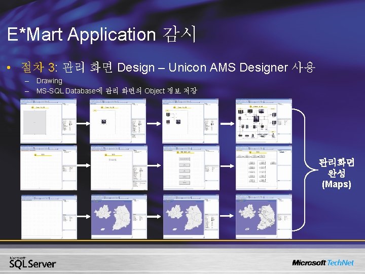 E*Mart Application 감시 • 절차 3: 관리 화면 Design – Unicon AMS Designer 사용