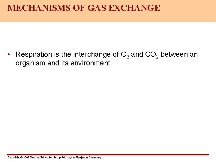 MECHANISMS OF GAS EXCHANGE • Respiration is the interchange of O 2 and CO