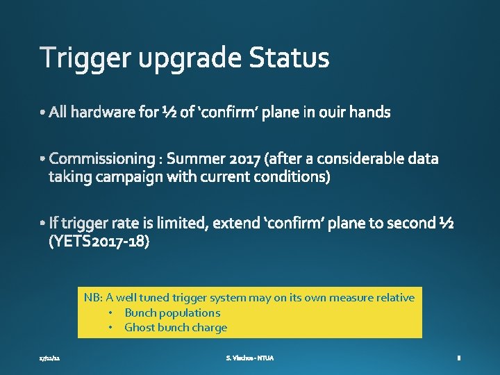 NB: A well tuned trigger system may on its own measure relative • Bunch