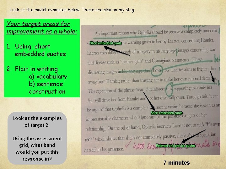 Look at the model examples below. These are also on my blog. Your target