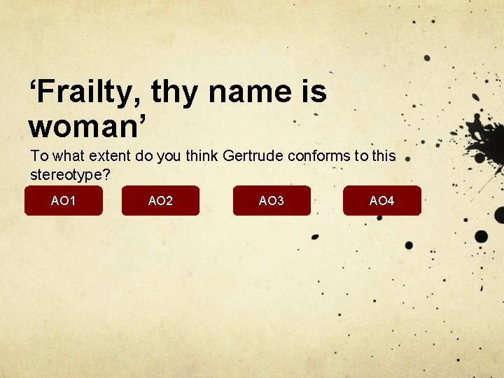 ‘Frailty, thy name is woman’ To what extent do you think Gertrude conforms to