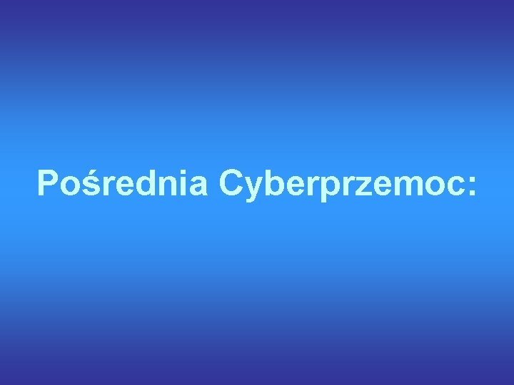 Pośrednia Cyberprzemoc: 