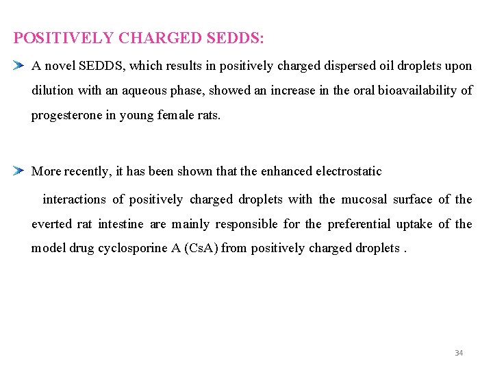 POSITIVELY CHARGED SEDDS: A novel SEDDS, which results in positively charged dispersed oil droplets
