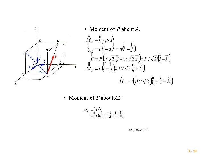  • Moment of P about A, • Moment of P about AB, 3