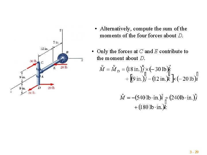  • Alternatively, compute the sum of the moments of the four forces about