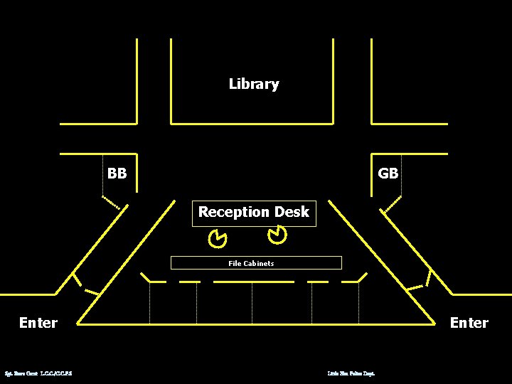Library BB GB Reception Desk File Cabinets Enter Sgt. Steve Garst L. C. C.