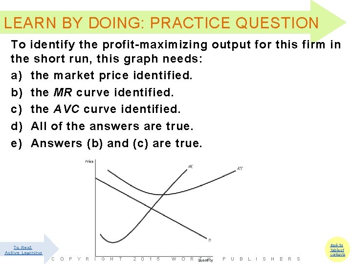 LEARN BY DOING: v PRACTICE QUESTION To identify the profit-maximizing output for this firm