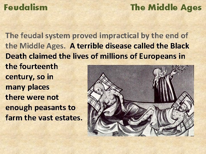 Feudalism The Middle Ages The feudal system proved impractical by the end of the