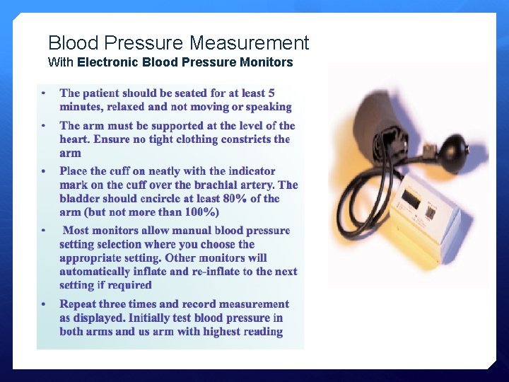 Blood Pressure Measurement With Electronic Blood Pressure Monitors 