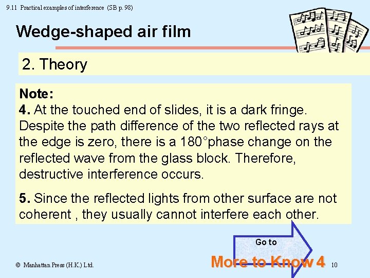 9. 11 Practical examples of interference (SB p. 98) Wedge-shaped air film 2. Theory