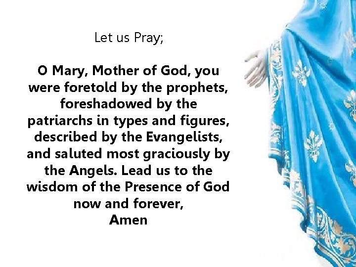 Let us Pray; O Mary, Mother of God, you were foretold by the prophets,