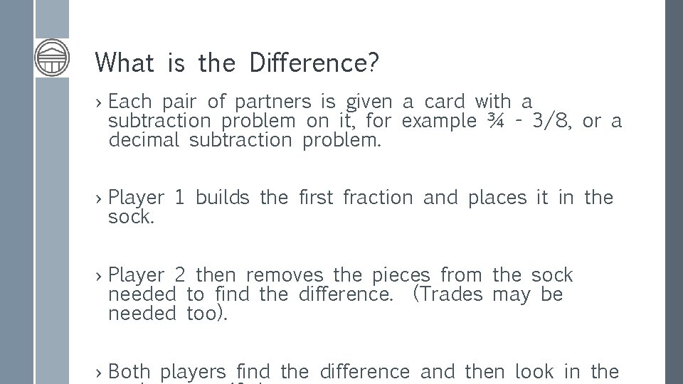 What is the Difference? › Each pair of partners is given a card with