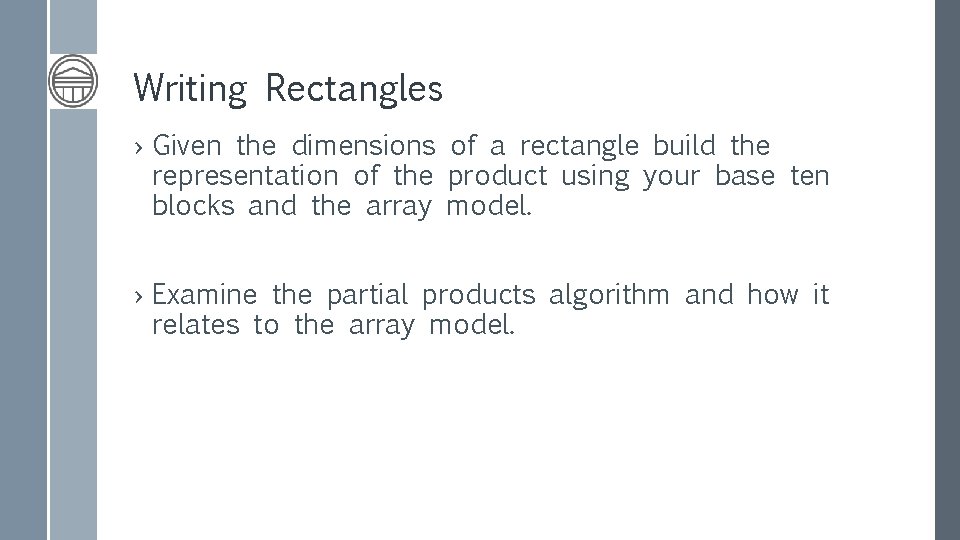 Writing Rectangles › Given the dimensions of a rectangle build the representation of the