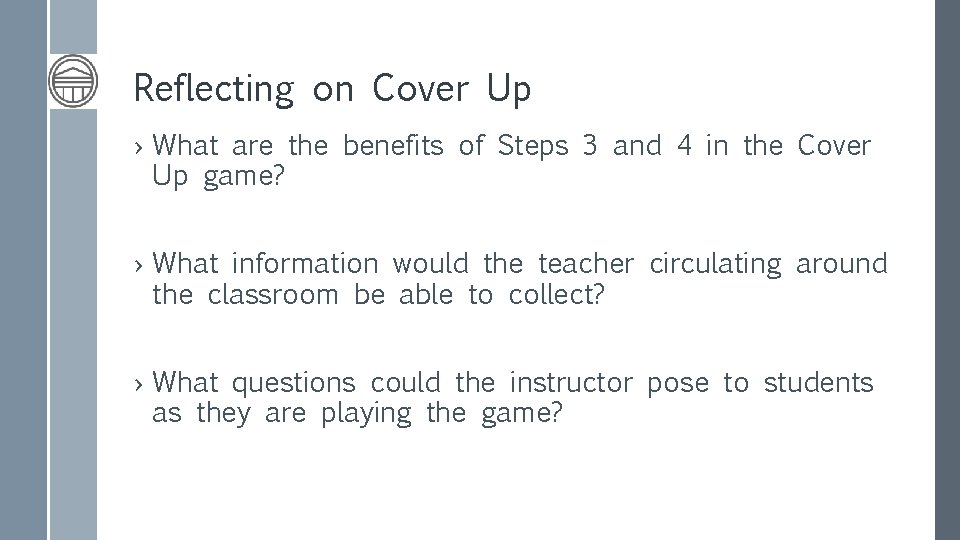 Reflecting on Cover Up › What are the benefits of Steps 3 and 4