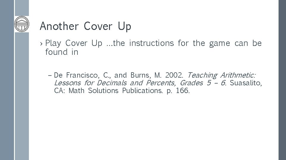 Another Cover Up › Play Cover Up …the instructions for the game can be