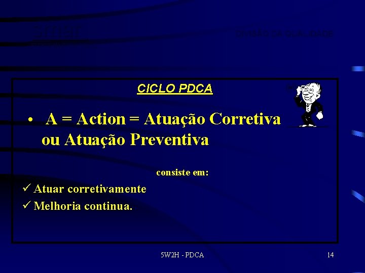 smar DIVISÃO DA QUALIDADE FIRST IN FIELDBUS CICLO PDCA • A = Action =