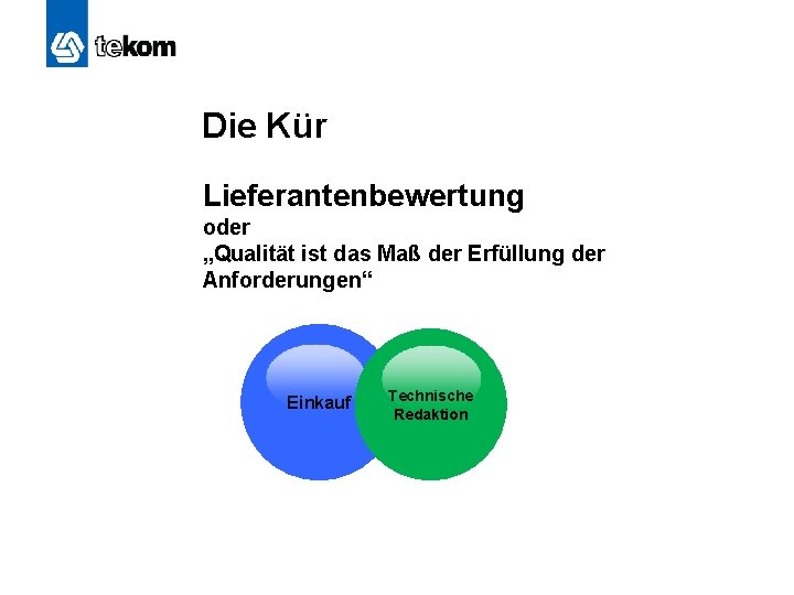 Die Kür Lieferantenbewertung oder „Qualität ist das Maß der Erfüllung der Anforderungen“ Einkauf Technische