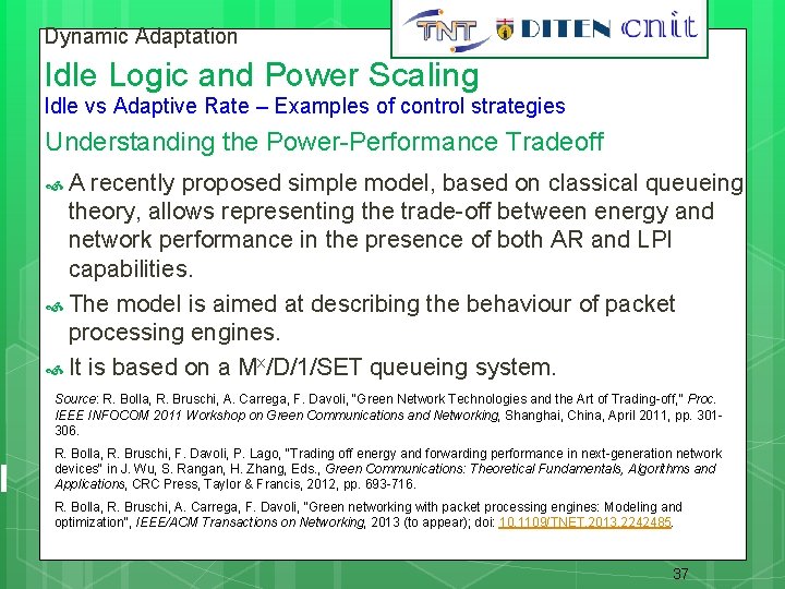 Dynamic Adaptation 37 Idle Logic and Power Scaling Idle vs Adaptive Rate – Examples