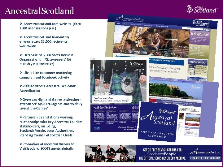 Ancestral. Scotland Ø Ancestralscotland. com website (circa 160 K user sessions p. a. )