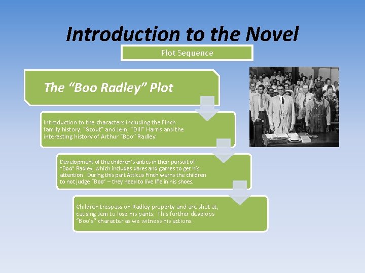 Introduction to the Novel Plot Sequence The “Boo Radley” Plot Introduction to the characters