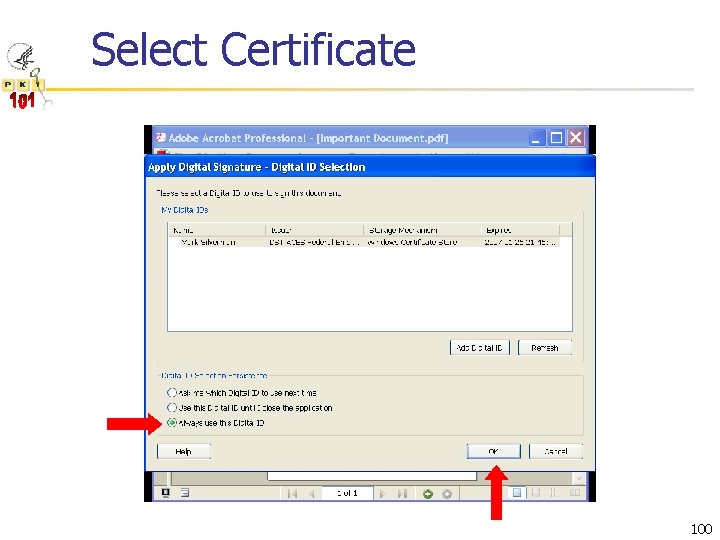 Select Certificate 100 