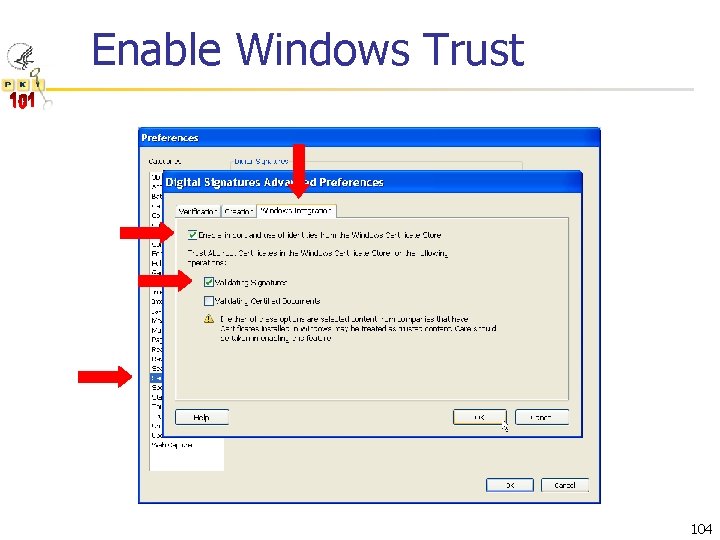 Enable Windows Trust 104 