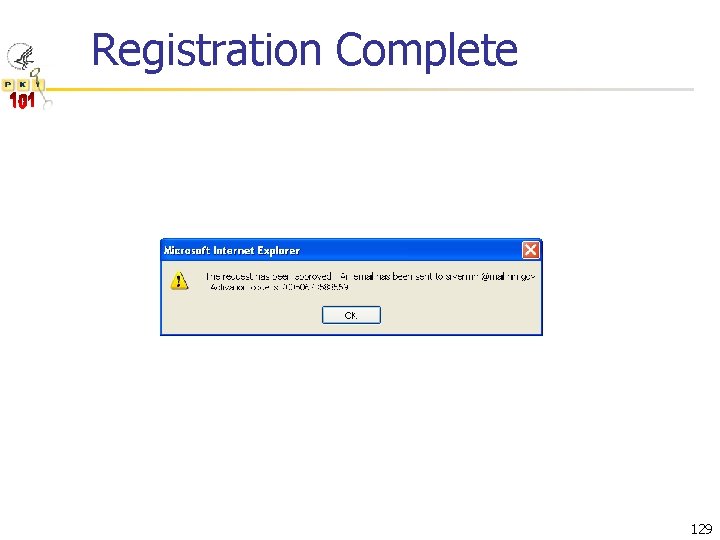 Registration Complete 129 