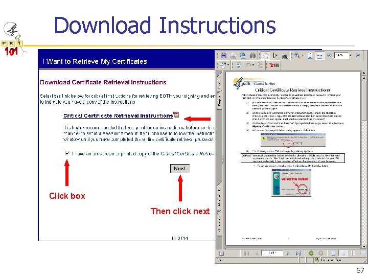 Download Instructions Click link to download PDF Click box Then click next 67 