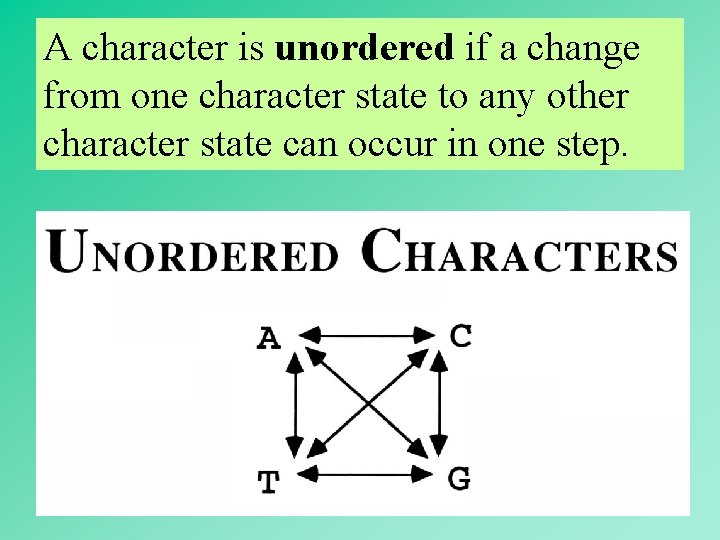 A character is unordered if a change from one character state to any other