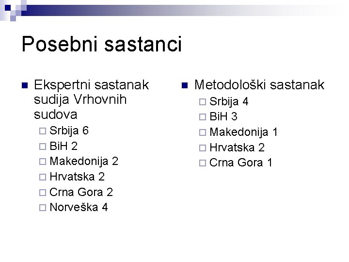 Posebni sastanci n Ekspertni sastanak sudija Vrhovnih sudova ¨ Srbija ¨ Bi. H 6