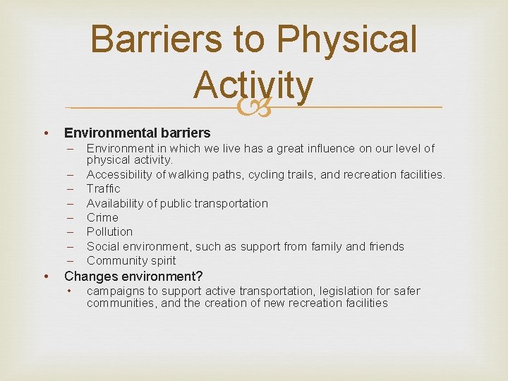 Addressing Barriers to Physical Activity Module B Lesson