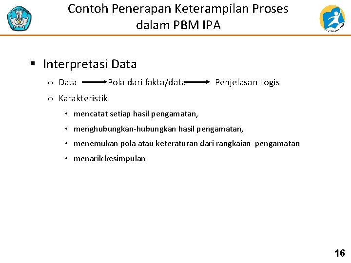 Contoh Penerapan Keterampilan Proses dalam PBM IPA § Interpretasi Data o Data Pola dari