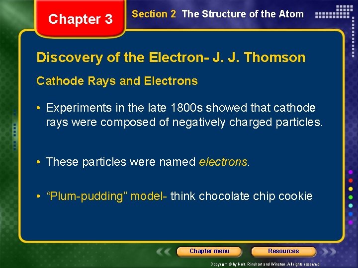 Chapter 3 Section 2 The Structure of the Atom Discovery of the Electron- J.