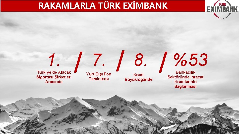 RAKAMLARLA TÜRK EXİMBANK 1. Türkiye’de Alacak Sigortası Şirketleri Arasında / 7. Yurt Dışı Fon