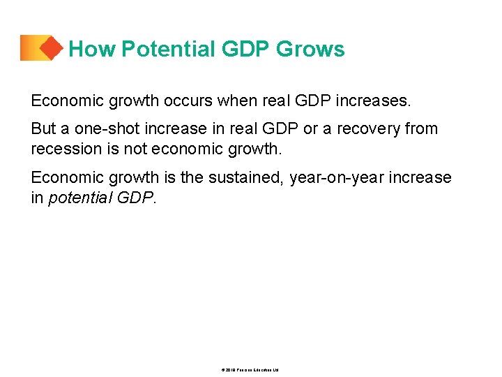 How Potential GDP Grows Economic growth occurs when real GDP increases. But a one-shot