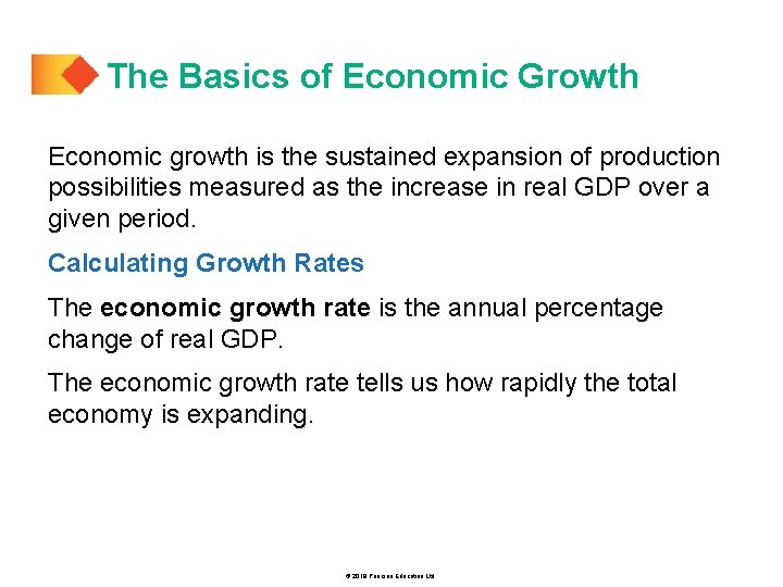 The Basics of Economic Growth Economic growth is the sustained expansion of production possibilities