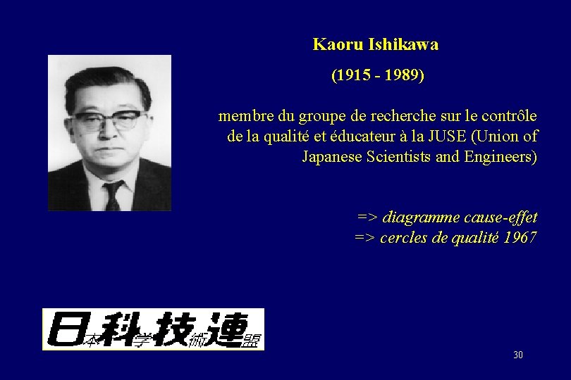 Kaoru Ishikawa (1915 - 1989) membre du groupe de recherche sur le contrôle de