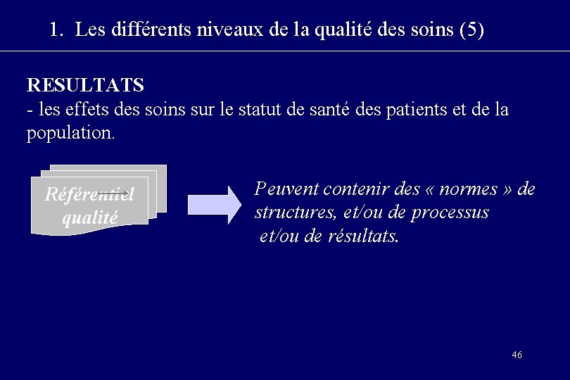1. Les différents niveaux de la qualité des soins (5) RESULTATS - les effets